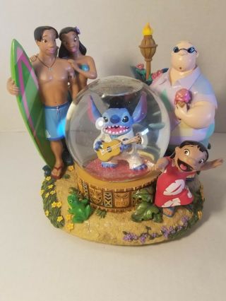 Disney Lilo And Stitch " Stich As Elvis " Music Snow Globe " Aloha Oe "