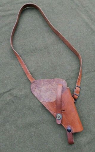 Vietnam War,  U.  S.  Navy,  Brown Leather Shoulder Holster For Revolver,  Dated 1962