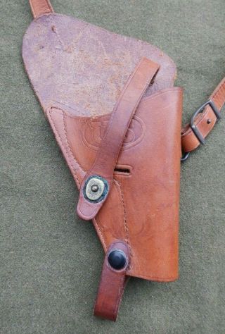 Vietnam War,  U.  S.  Navy,  Brown Leather Shoulder Holster for Revolver,  Dated 1962 2