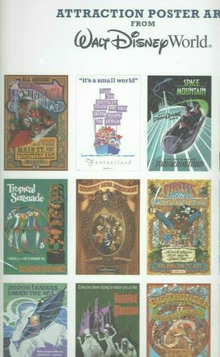 Walt Disney World Attraction Poster Art - Set Of 12 Prints - 12×18 Each P1