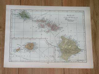 1936 Vintage Map Of Hawaii Honolulu Maui Oahu Kauai Molokai Lani