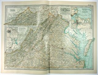 1902 Map Of Virginia By The Century Company.  Antique
