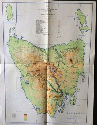 Maps - Four maps of Tasmania - Land Use,  Minerals,  Topography,  Population - 1948 2