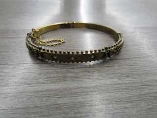 Vintage Marked 15ct Tests 14k Yellow Gold Bracelet With 3 Diamonds