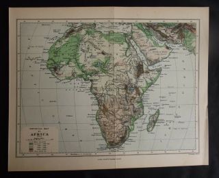 Antique Map: Physical Map Of Africa By F S Weller,  C 1900,  Colour