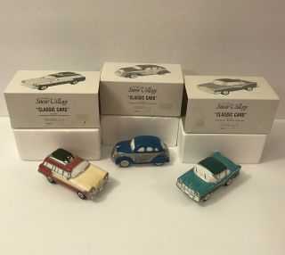 Department 56 Classic Cars Set Of 3 Out For A Drive 5457 - 7 Snow Village Boxed