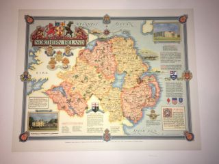 Northern Ireland Map Designed & Drawn Ernest Clegg 1947 | Historic Vintage Print