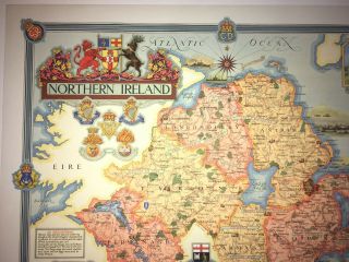 Northern Ireland Map Designed & drawn Ernest Clegg 1947 | Historic vintage Print 2