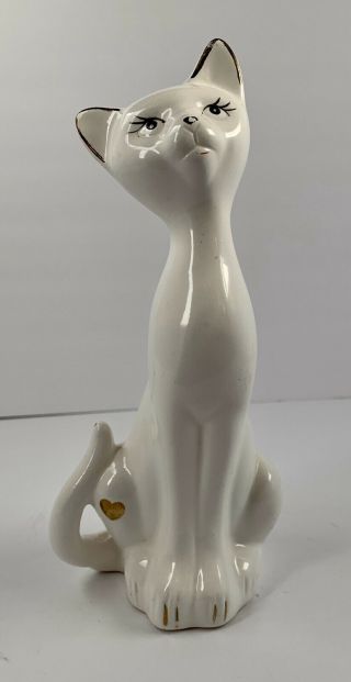 Vintage Ceramic Cat Mid - Century Long Neck Cat Stands 8” Tall