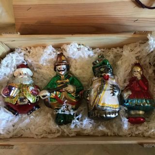 Komozja Polonaise 4 Glass Christmas Ornaments Little Red Riding Hood Santa