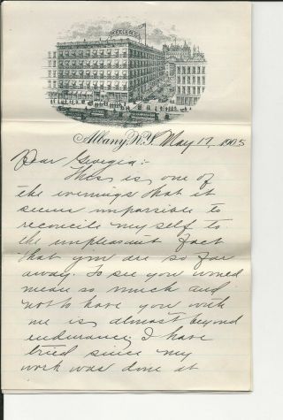 Vintage Handwritten Letter Keelers Hotel May 17 1905 7 Pgs