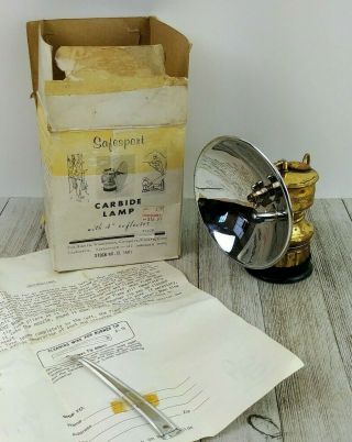 Vintage Safesport Brass Miners Carbide Lamp Light Butterfly Trademark 1501