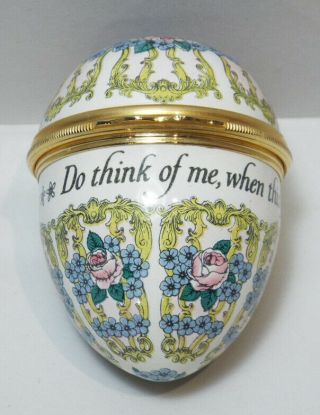 Halcyon Days Enamels Oval Egg Box Do Think Of Me Love Floral England