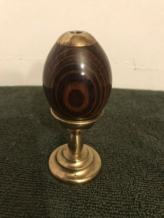 Vintage Van Cort Wood Kaleidoscope Egg With Brass Stand