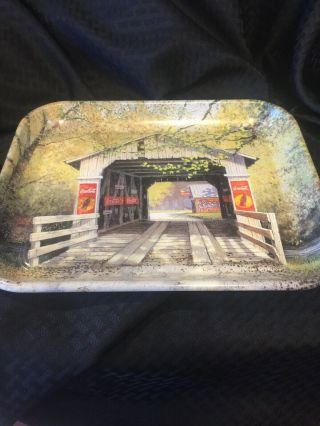 1999 “Crossing The Creek” Coca - Cola Tray.  Covered Bridge.  Made In The USA. 2