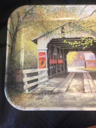 1999 “Crossing The Creek” Coca - Cola Tray.  Covered Bridge.  Made In The USA. 3