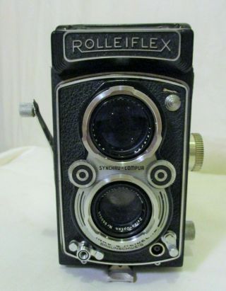 Vintage Rolleiflex Automatic 1255632 Zeiss Tessar 1 3.  5 F =75mm,  Synchro - Compur