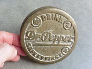 Drink Dr Pepper Soda 10/2/4 Logo Sidewalk Safety First Marker W 1933 Patent Date