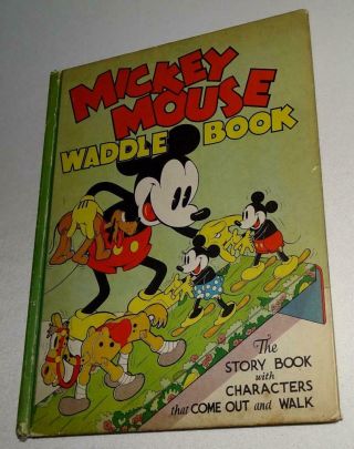 Disney 1934 Mickey Mouse " Waddle " Book By Blue Ribbon Press - Ex,  Internal Pages