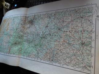 ENGLISH CENTRAL MIDLANDS: A RARE ELONGATED ORDNANCE MAP - 1922 TOPOGRAPHIC COLOUR 2