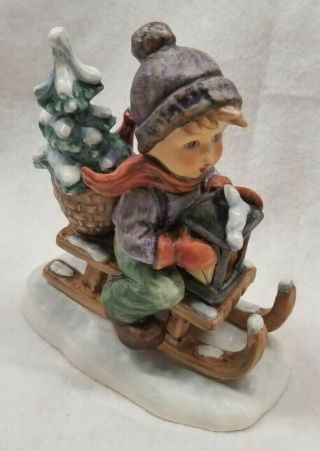 M.  I.  Hummel Goebel Figurine " Ride Into Christmas " Boy On Sled 396