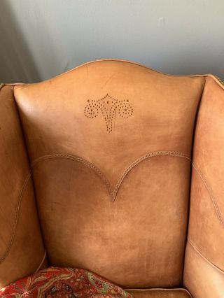 Ralph Lauren Home Vintage Leather Wingback Chair Unique Design Henredon Club 3