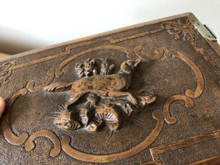 Victorian 1870s Black Forest Carved Wooden Photo Album Retriever Hunting Dog CDV 3