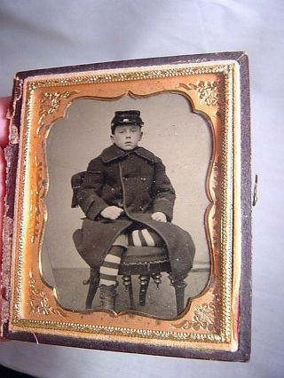 Civil War Era Tintype Of Little Soldier Boy