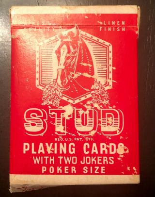 Vintage Stud Playing Cards Linen Finish Walgreen Co.  Poker Size Two Jokers