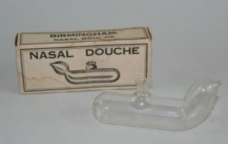Vintage Birmingham Glass Nasal Douche W/ Box Sinus Allergy Irrigation C1930s