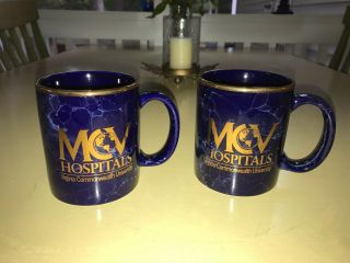 Mcv Medical College Of Virginia Vcu Hospitals Marbled Blue Coffee Mug Set Of 2