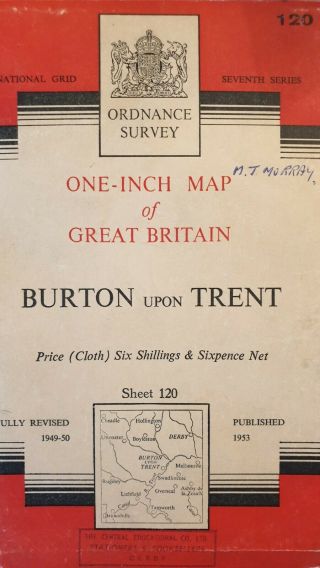 Ordnance Survey One Inch Map,  Burton Upon Trent,  Sheet 120,  1953