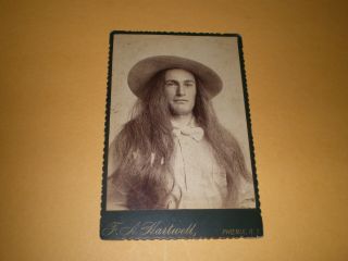 Fa Hartwell Cabinet Photo Native American Man Hat Long Hair Phoenix A.  T