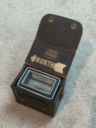 Vintage Aqua Survey And Instrument Company Magnetic Locator Compass Cowhide Case
