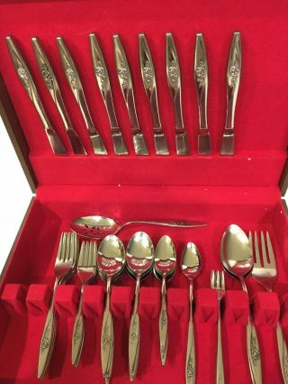 54pc Oneidacraft Deluxe Lasting Rose Stainless Flatware 6 Place Settings,  More