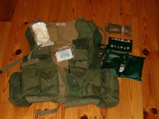 Rhodesian Army Camo Fireforce Vest,  Medical Kit,  Field Dressing And Sleeping Bag