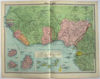 Large 1926 Map Of Western Africa By George Philip.  Vintage