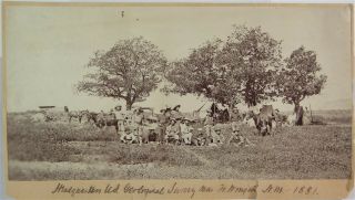 1881 Large Albumen Photo Of Powell Expedition Field Camp Survey Party Mexico