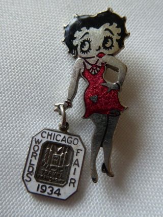 1934 Betty Boop Pin With Chicago World 