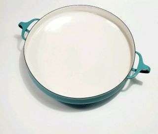 Mid Century Dansk Cast Iron Turquoise Blue Paella Pan Large 17” Kobenstyle Mcm