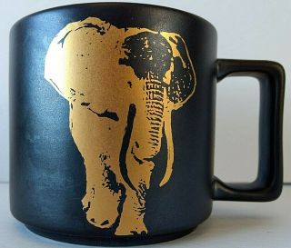 Starbucks Coffee Kenya Africa Black Matte And Gold Elephant Mug Cup 14fl Oz