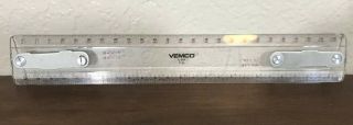Vemco P - 35 12” Ruler Plastic Clear Drafting Machine Scale Vintage