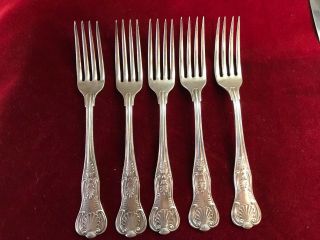 5 Reed & Barton Kings Shell Hotel Plated Silver Dinner Forks 7 1/8 " Fairmont Sf
