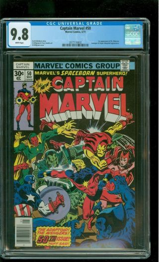 Captain Marvel 50 Cgc 9.  8 Nm/mint 1st App Dr.  Minerva Avengers App Marvel 1977