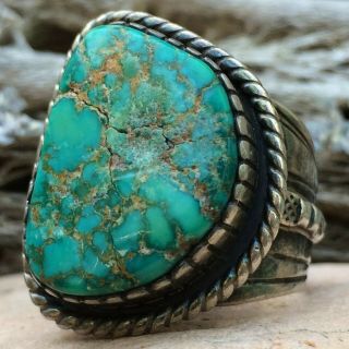 Large Vintage Navajo Sterling Silver B.  Begaye Carico Lake Turquoise Ring Sz 11