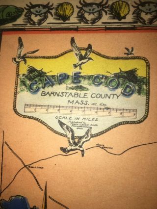 Vintage Map Of Cape Cod Circa 1930’s printed by Town Crier Shop in Provincetown 3
