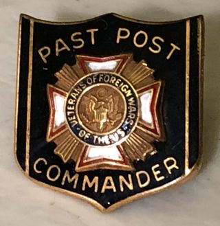 Vfw Past Post Commander 1/20 10k Gf Gold Filled Lapel Hat Pin Pinback Veterans