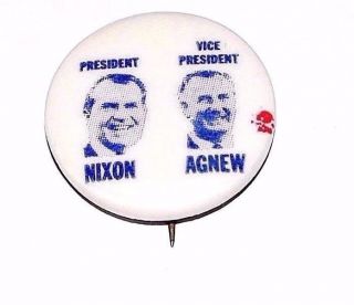 1968 Richard Nixon Agnew Campaign Pin Pinback Button Political Presidential 
