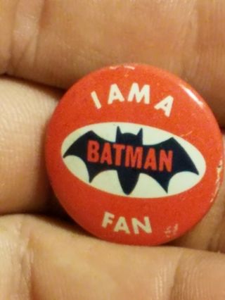 Vintage I Am A Batman Fan Pin N.  P.  P Inc 1966 Pinback