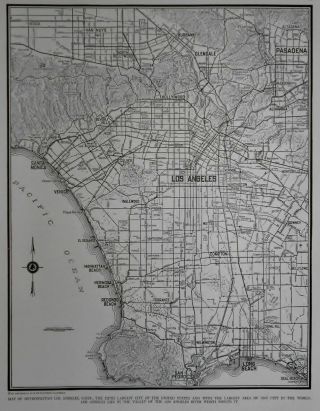Vintage 1942 World War Wwii Era Atlas City Map Los Angeles California Ca La